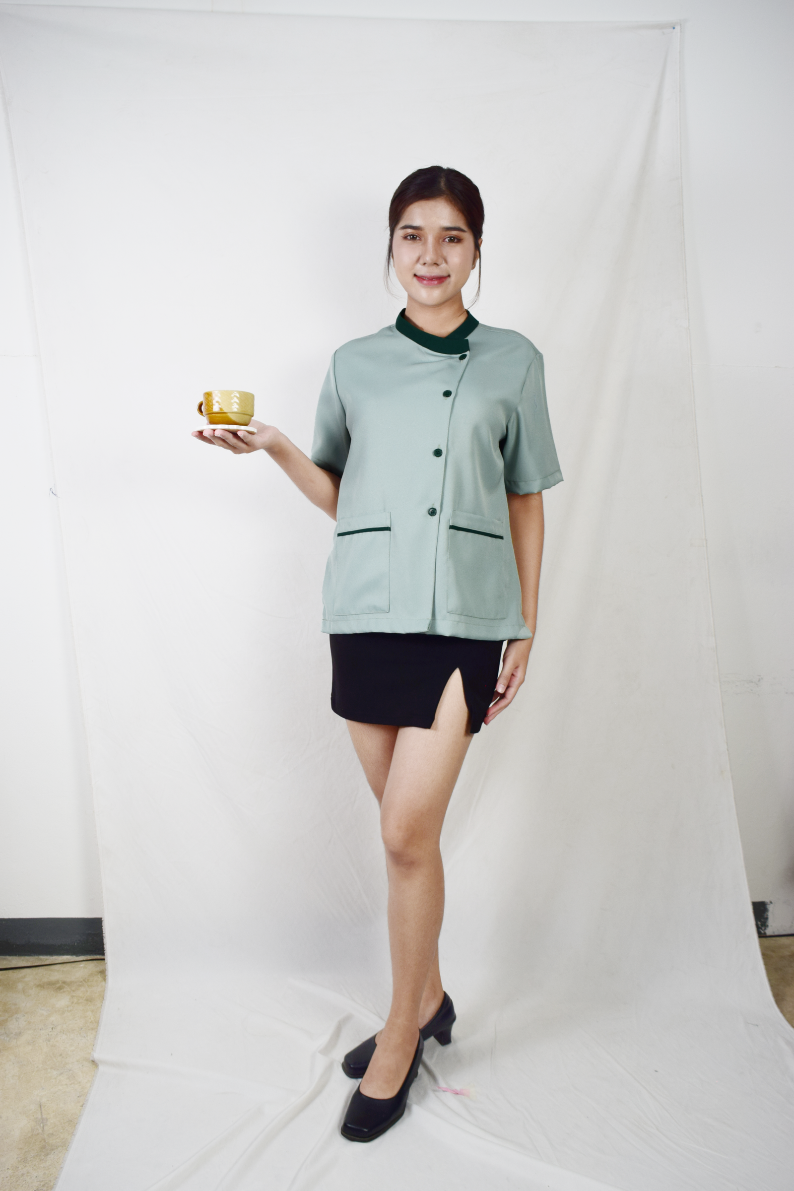 เสื้อแม่บ้านคอจีนป้าย - Image 4