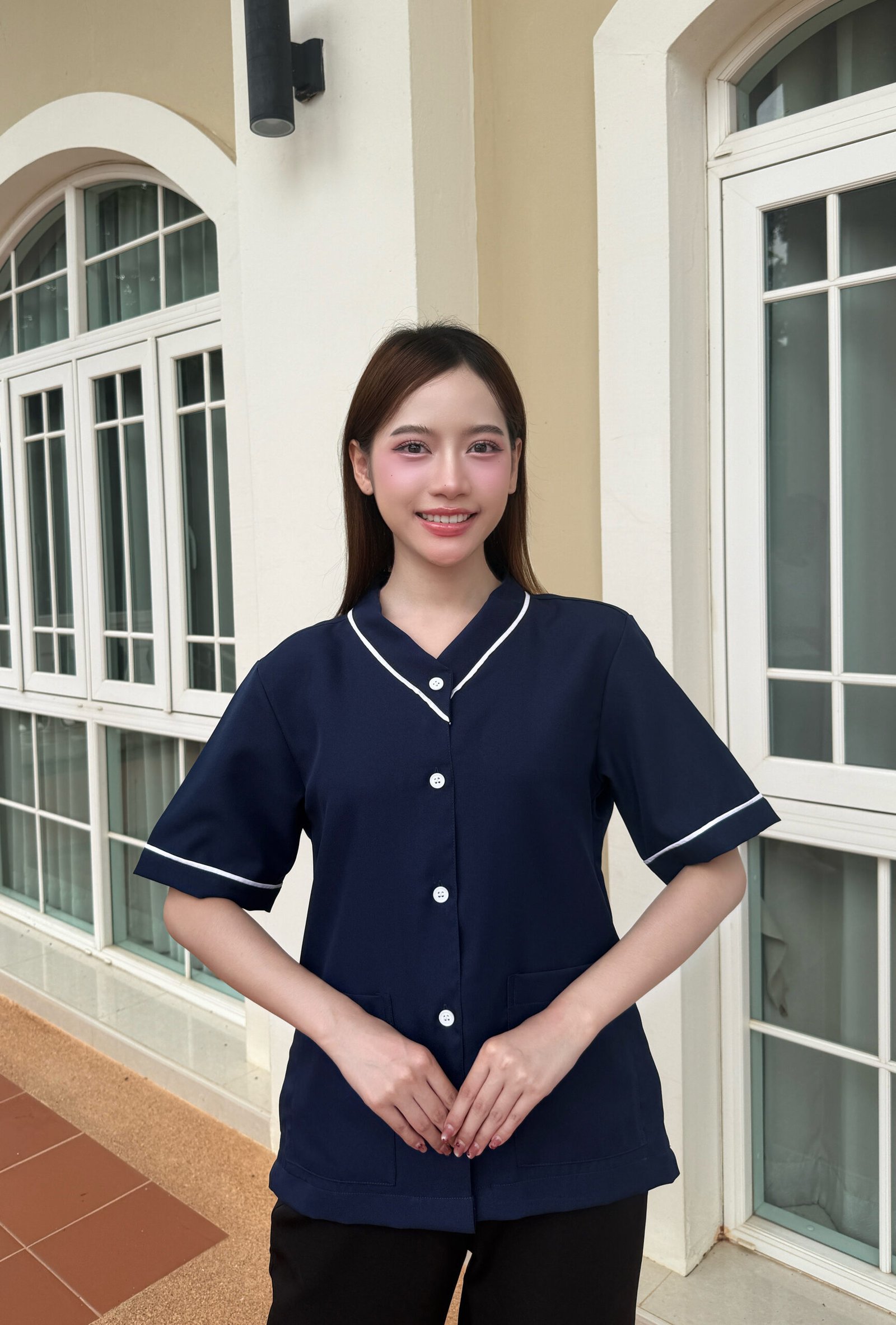 เสื้อแม่บ้านคอวีแต่ง - Image 6