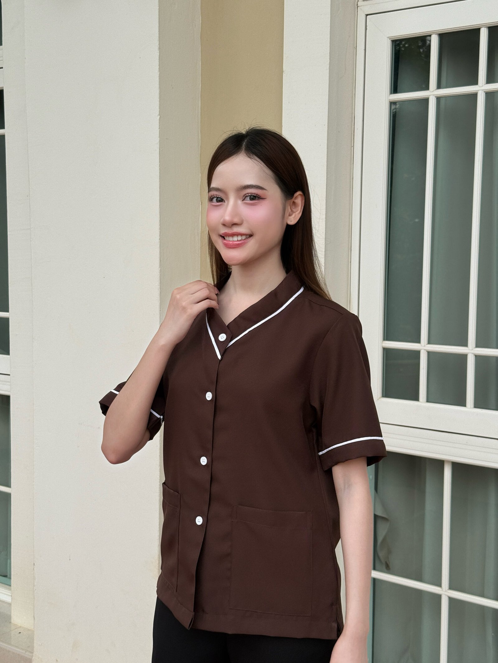 เสื้อแม่บ้านคอวีแต่ง - Image 7