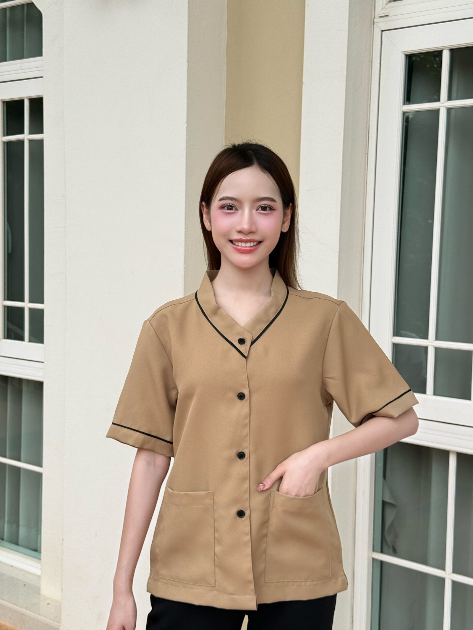 เสื้อแม่บ้านคอวีแต่ง - Image 9