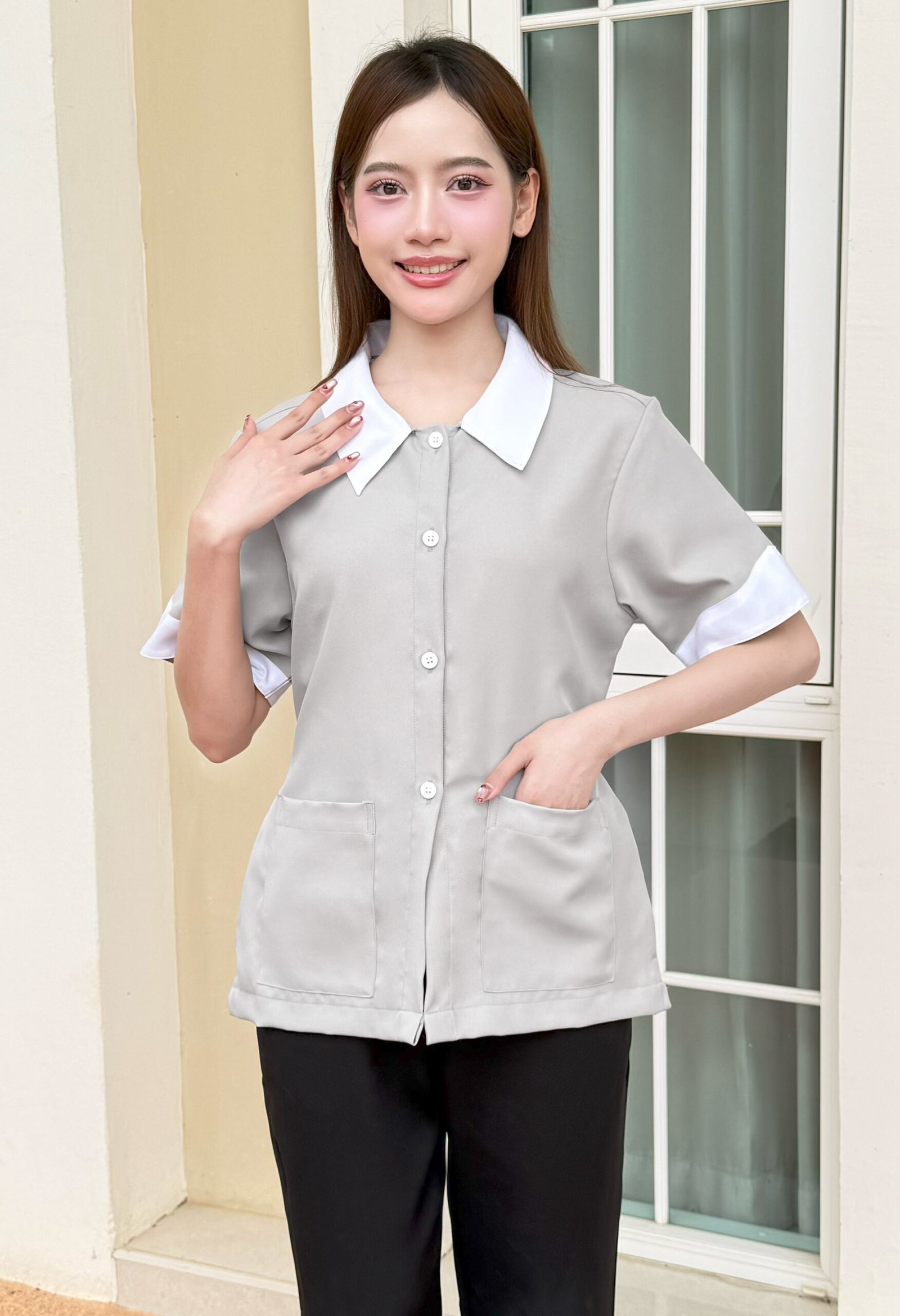 เสื้อแม่บ้านคอบัวแหลม - Image 8