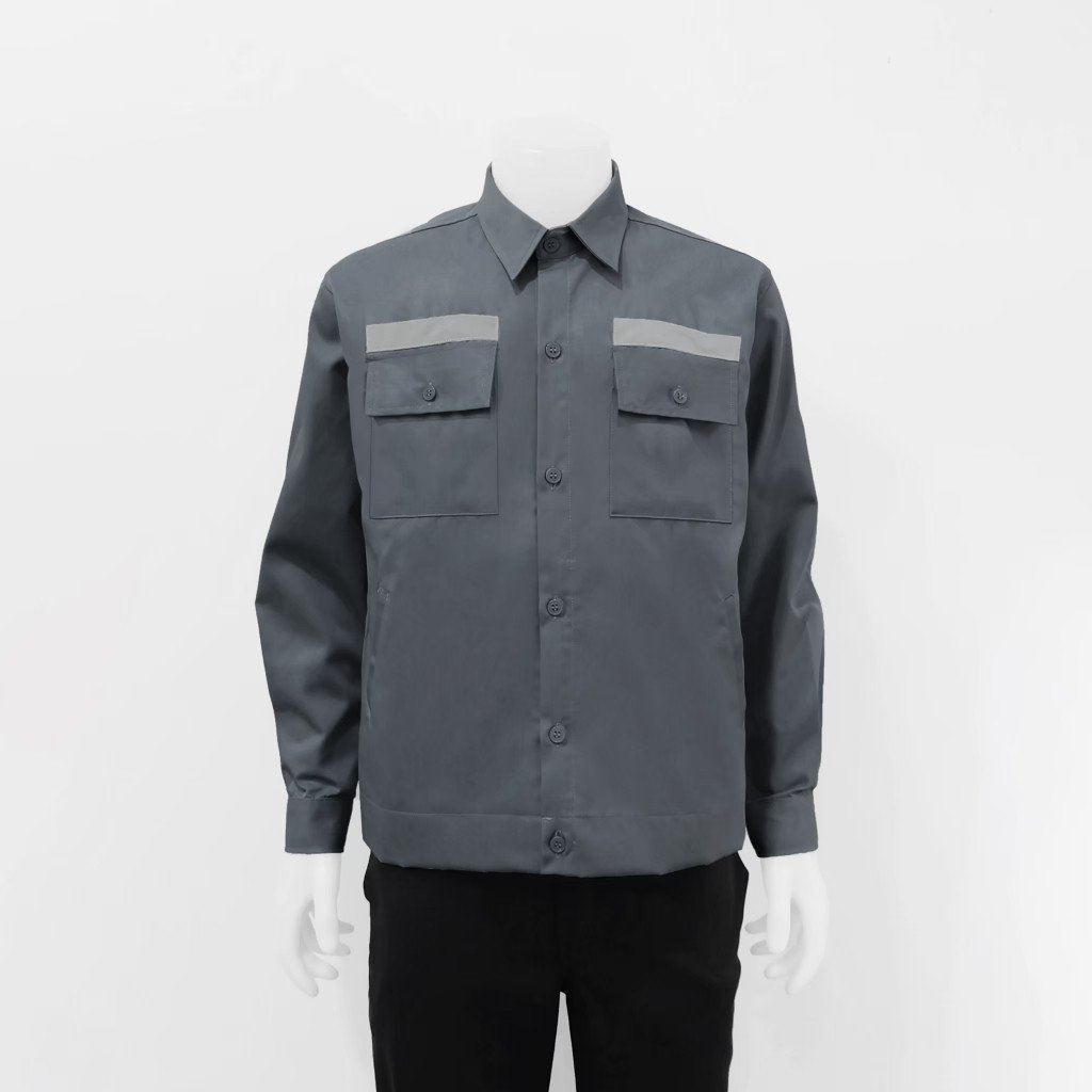 เสื้อช็อปช่าง แขนยาว ผ้าหนา แถบสะท้อนแสง (5 สี) - Image 6