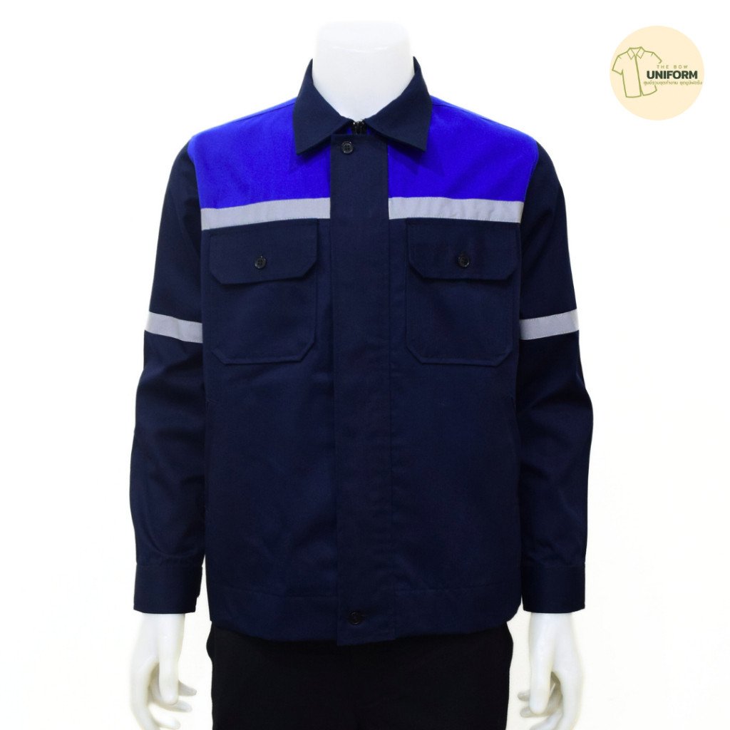 เสื้อช็อปช่างแอร์ แขนยาว แต่งบ่า แถบสะท้อนแสง - Image 6