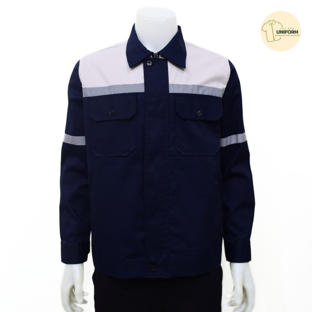 เสื้อช็อปช่างแอร์ แขนยาว แต่งบ่า แถบสะท้อนแสง - Image 7