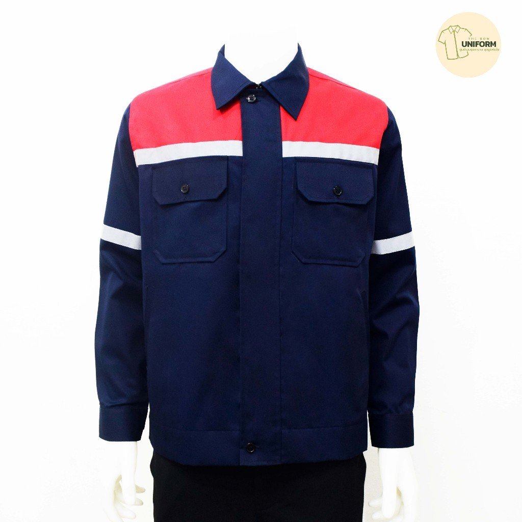 เสื้อช็อปช่างแอร์ แขนยาว แต่งบ่า แถบสะท้อนแสง - Image 8