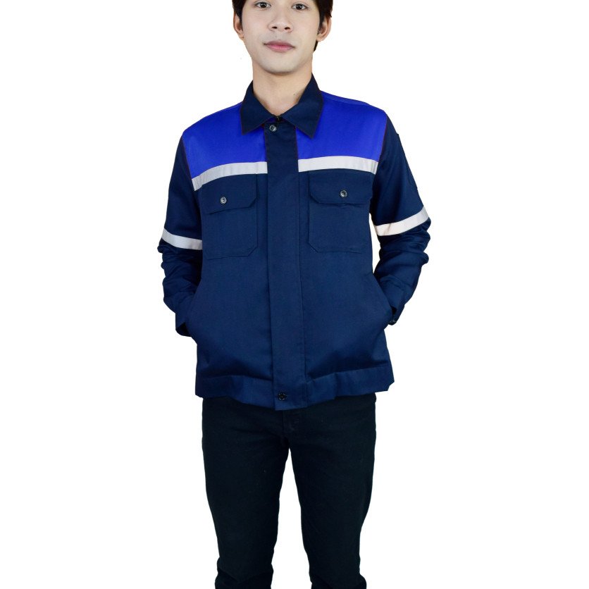 เสื้อช็อปช่างแอร์ แขนยาว แต่งบ่า แถบสะท้อนแสง - Image 4