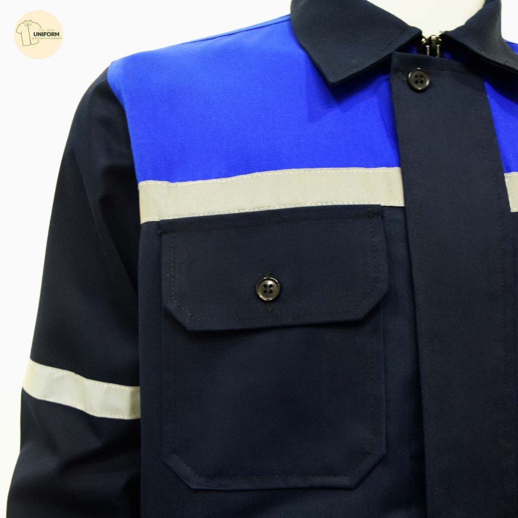เสื้อช็อปช่างแอร์ แขนยาว แต่งบ่า แถบสะท้อนแสง - Image 5