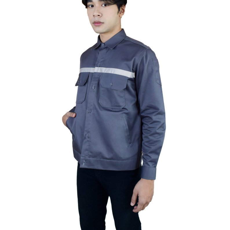 เสื้อช็อปช่าง แขนยาว แถบสะท้อนแสง (3 สี) - Image 3