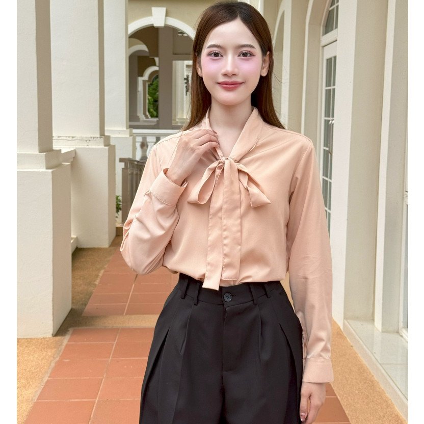 หญิง ปก แขนยาว ผูกโบว์ - Image 5